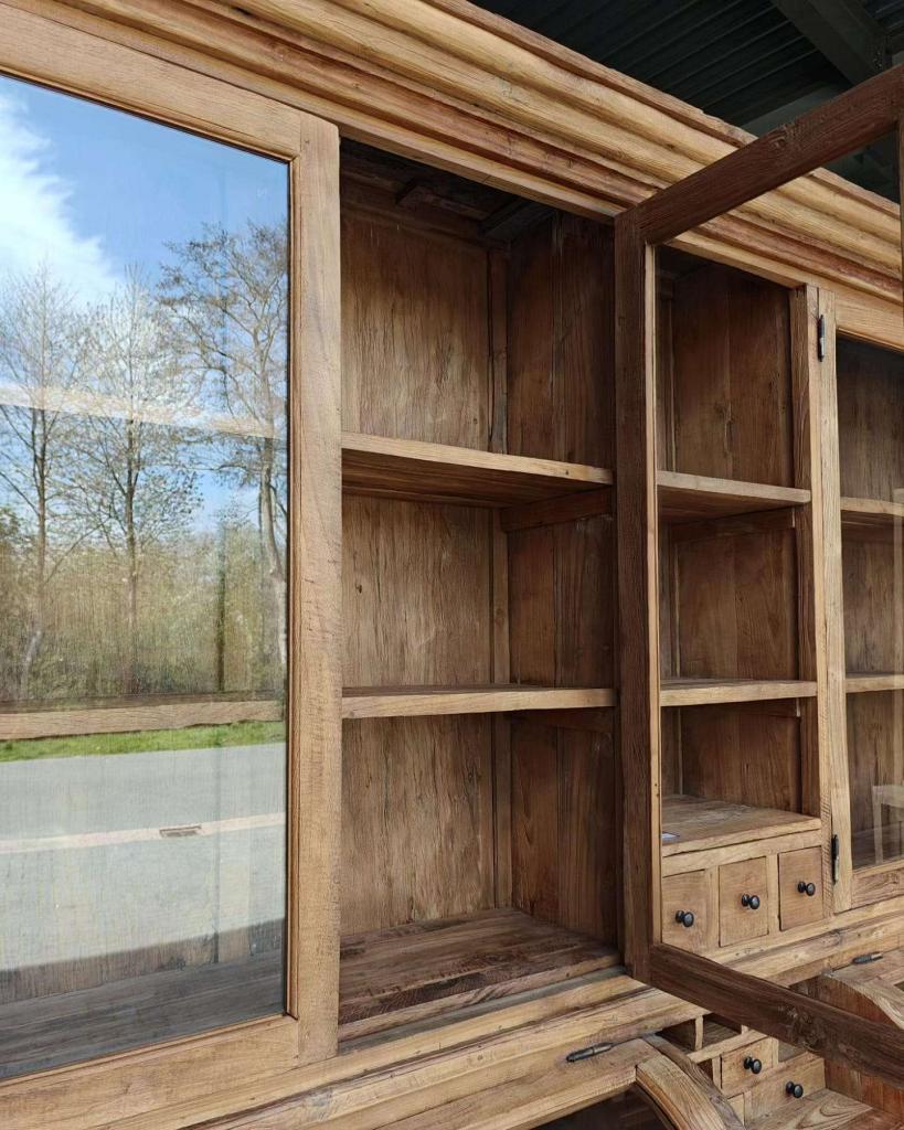 Grote & Brede grutterskast van gerecycled teakhout #4570, Huis en Inrichting, Kasten | Buffetkasten, Niet ingevuld, Gebruikt, 200 cm of meer