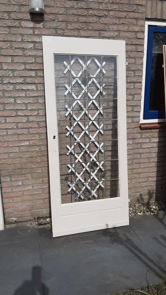 Deur met glas in lood, Doe-het-zelf en Verbouw, Deuren en Horren, Gebruikt, Binnendeur, Minder dan 200 cm, Ophalen of Verzenden