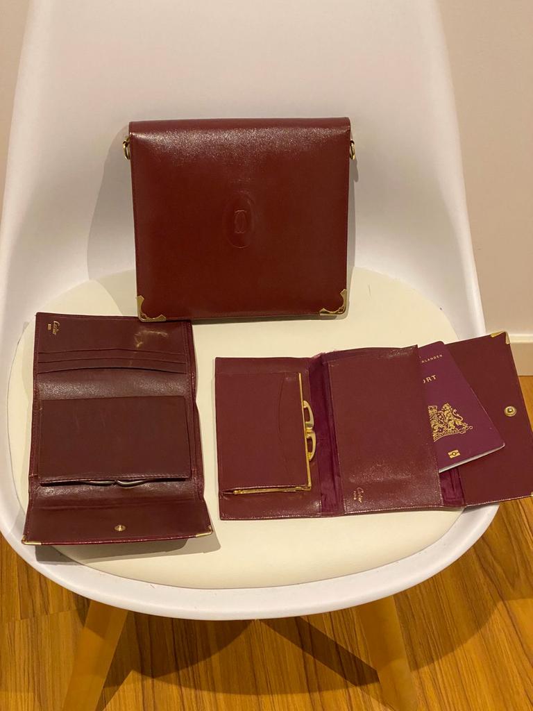 Cartier bordeaux rode tas bag clutch crossbody handtas, Ophalen of Verzenden, Zo goed als nieuw, Rood, Schoudertasje