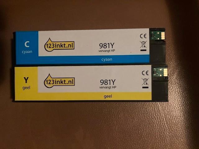 Te Koop : HP 981 cartridges (Blauw en Geel), Computers en Software, Printerbenodigdheden, Nieuw, Cartridge, Ophalen of Verzenden
