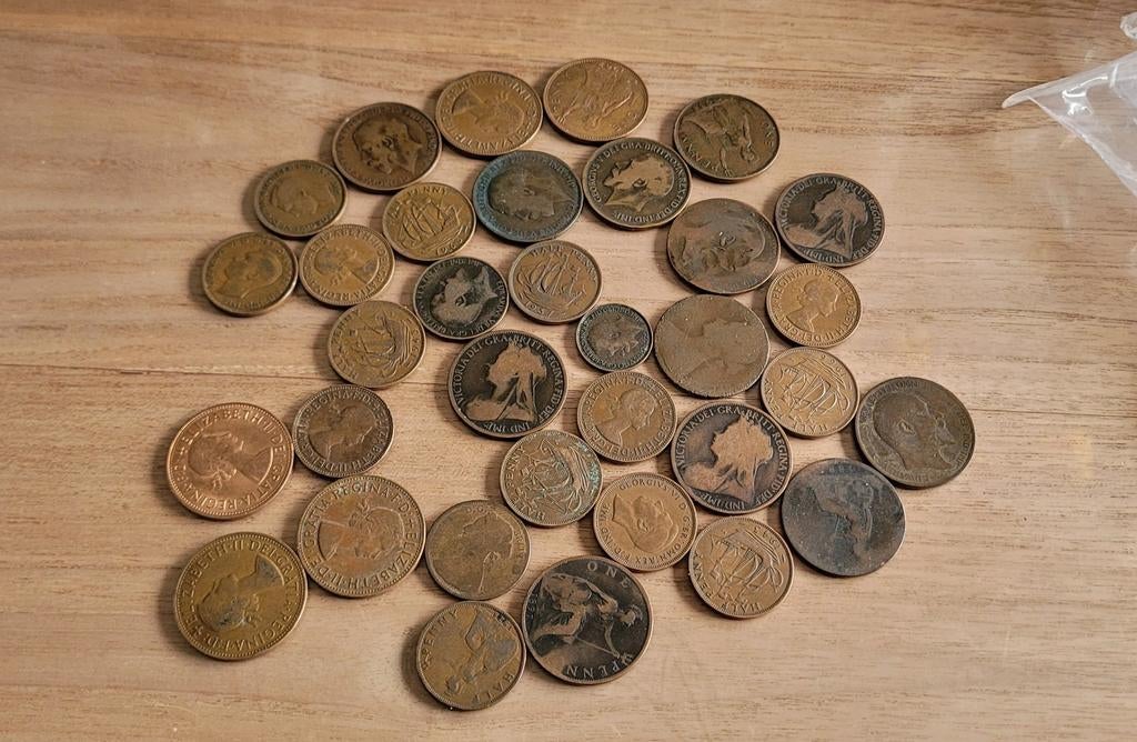 Partij penny's en halve penny's en meer 18 a 1900, Ophalen of Verzenden, Overige landen, Setje