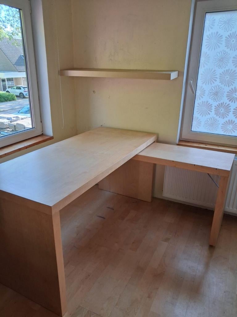 Hoekbureau licht hout - ideaal voor thuiskantoor, Ophalen, Gebruikt, Hout, Hoekbureau