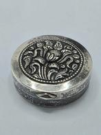 Zilveren Pillen / Pepermunt  Doosje Met Bloem, Verzenden, Zilver