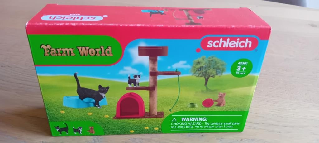 Schleich FARM WORLD Poezen speelplek 42501 - Compleet, Ophalen of Verzenden, Zo goed als nieuw, Jongen of Meisje