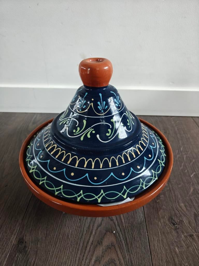 Nieuwe Handbeschilderde Marokkaanse Tajine - Ø 30 cm, Ophalen of Verzenden, Nieuw