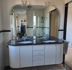 Badkamermeubel dubbele wasbak natuursteen blad hoogglans wit, Ophalen, 100 tot 150 cm, 150 tot 200 cm, Zo goed als nieuw