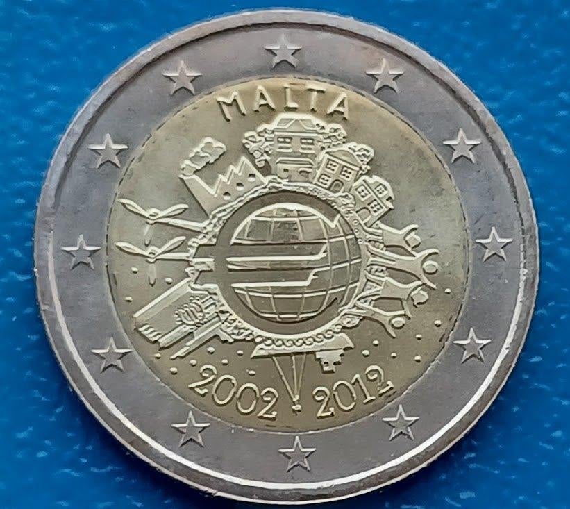 Malta 2 Euro "10 Jaar Euro" - 2012 UNC, Verzenden, Malta, 2 euro, Losse munt