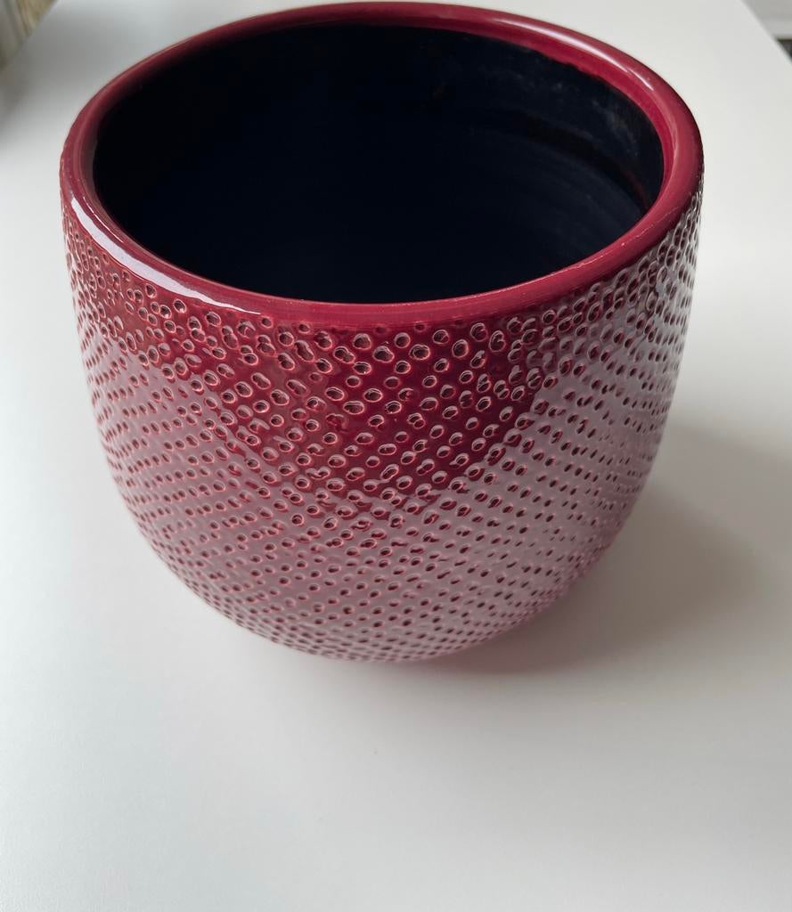 Mica Decorations bloempot ‘gabriel pot rond’-bordeauxrood, Ophalen, Gebruikt, Rond, Binnen