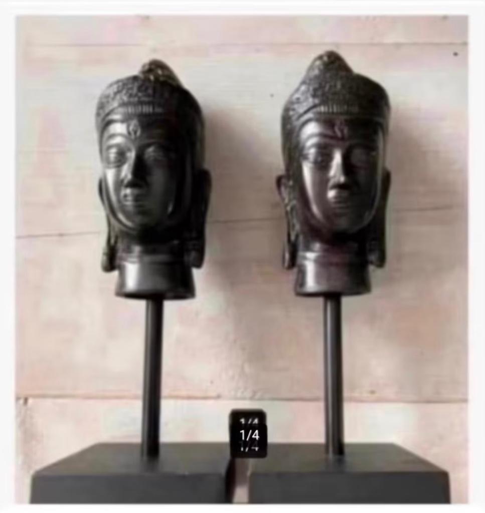 2 x bronzen Shiva boeddhabeelden op voet, 22 cm, Antiek en Kunst, Kunst | Beelden en Houtsnijwerken, Ophalen of Verzenden