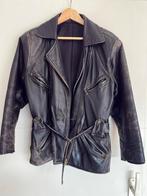 Vintage Zwarte Leren Jas - Oversized M, Ophalen of Verzenden, Gedragen, Maat 38/40 (M), Zwart