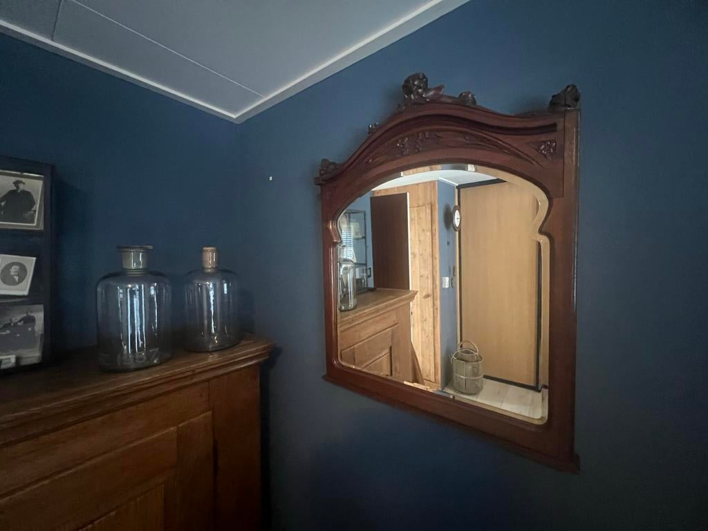 Art Nouveau spiegel met ornamenten 1900 /1930, Ophalen of Verzenden, Rechthoekig, 50 tot 100 cm, Minder dan 100 cm