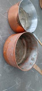 Twee vintage koperen steelpannetjes, Antiek en Kunst, Antiek | Koper en Brons, Ophalen of Verzenden, Koper
