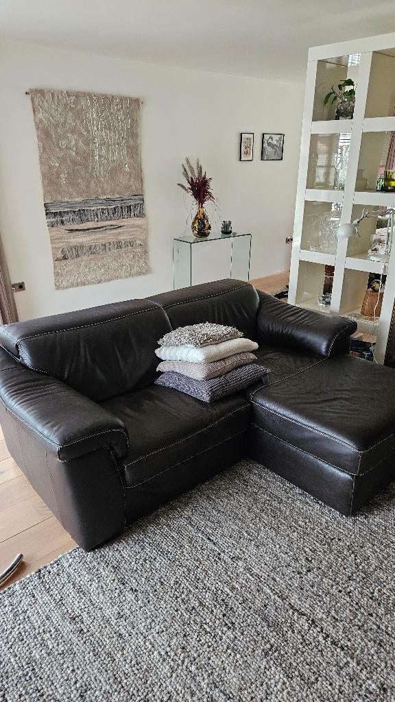 Natuzzi Editions | Leren Bank | Relaxfunties | Bruin, Huis en Inrichting, Ophalen, Gebruikt, Hoekbank, Tweepersoons