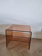 Vintage plexiglas acryl bijzettafel rookglas, Ophalen, Glas