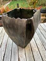 Handgemaakte keramieken vierkante vaas, vrije vorm, Overige kleuren, Aardewerk of Porselein, Ophalen of Verzenden, Zo goed als nieuw