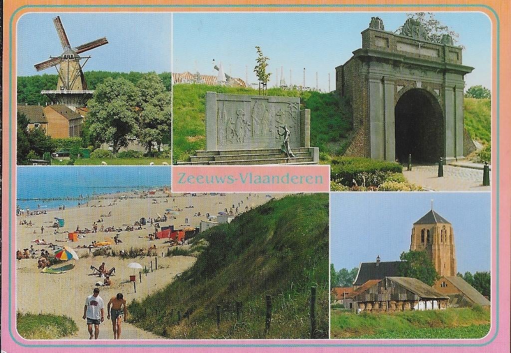 Ch874 ongelopen ansichtkaart zeeuws vlaanderen, Verzamelen, Ophalen of Verzenden, 1980 tot heden, Gelopen