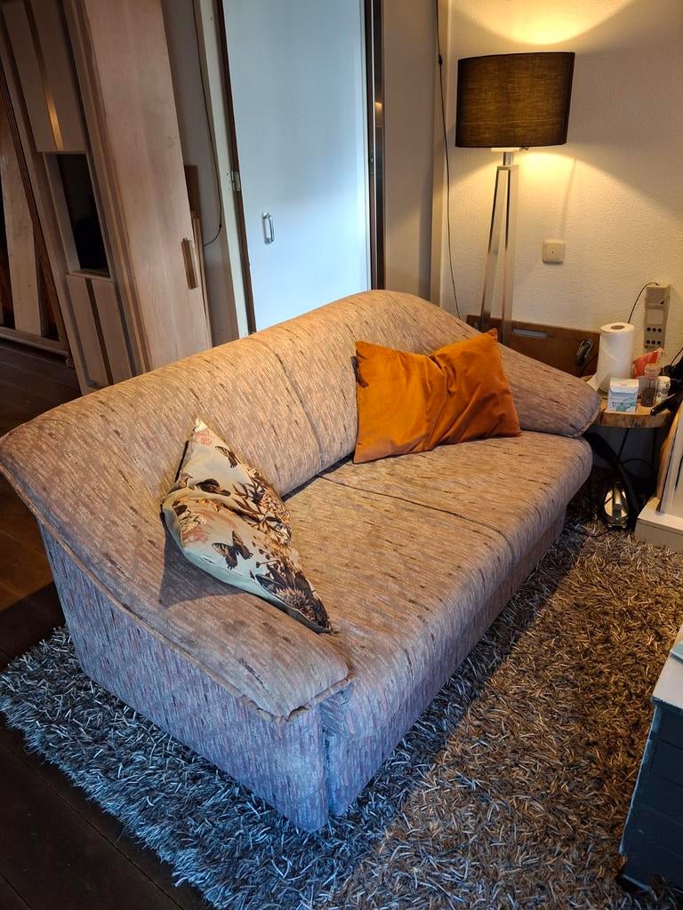 Slaapbank 150 cm breed met dekbed en kussens, Ophalen, Gebruikt, Overige kleuren, Tweepersoons