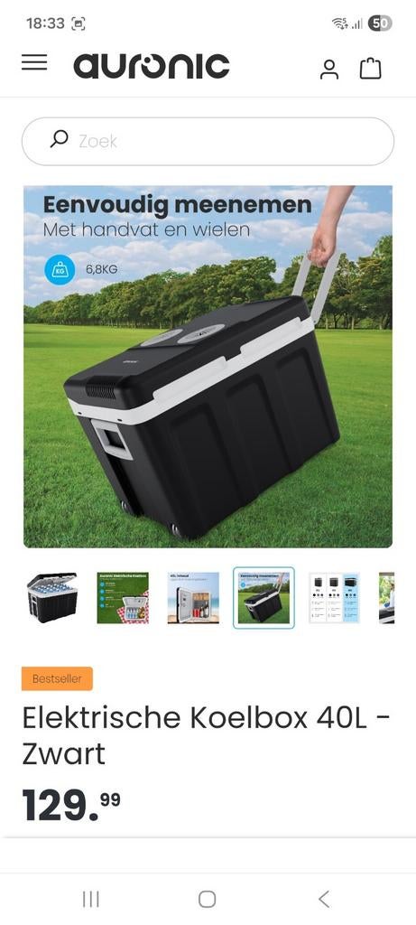 Elektrische koelbox 40L zwart, Caravans en Kamperen, Ophalen, Zo goed als nieuw, Elektrisch