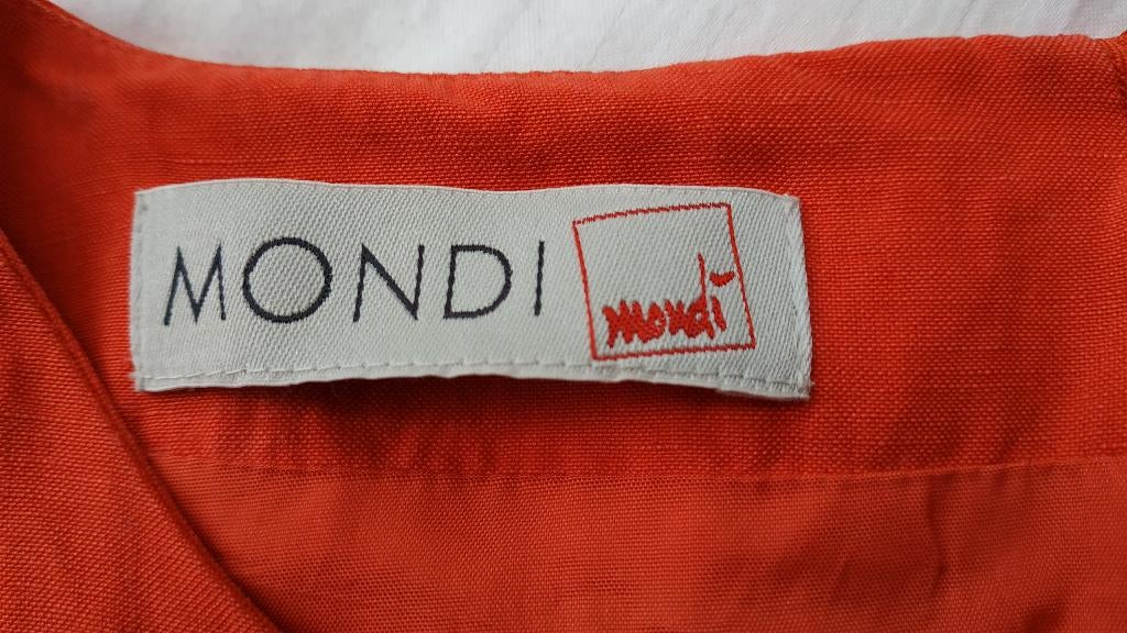 Mondi linnen jurk koraalrood 36-38. Getailleerd., Kleding | Dames, Mondi, Oranje, Ophalen of Verzenden, Knielengte