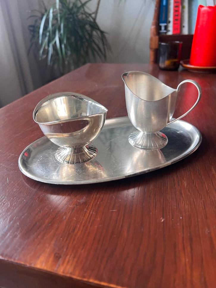 Vintage Douwe Egberts verzilverd roomstel, Antiek en Kunst, Antiek | Goud en Zilver, Zilver, Ophalen of Verzenden