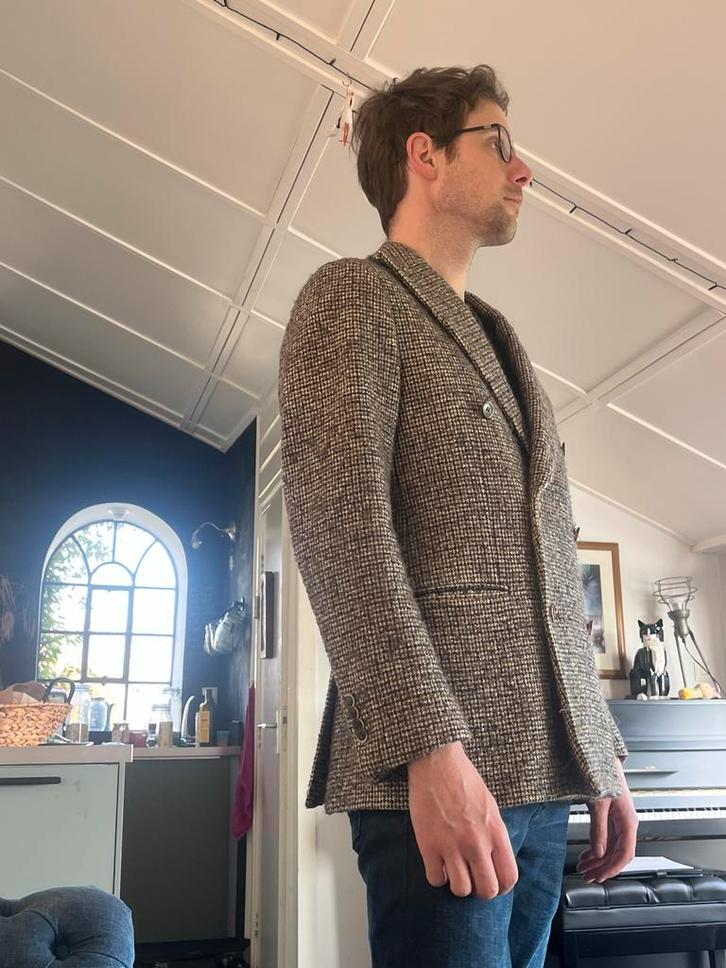 SuitSupply Mohair Double Breasted Jasje, Kleding | Heren, Kostuums en Colberts, Zo goed als nieuw, Maat 48/50 (M), Bruin, Ophalen of Verzenden