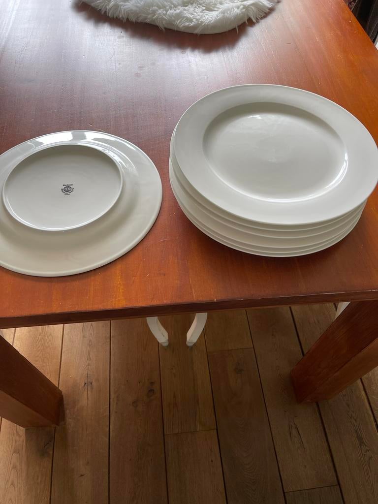 Set van 6 Witte Dinerborden - Select Stoneware by Hanos, Ophalen, Zo goed als nieuw, Bord(en), Effen
