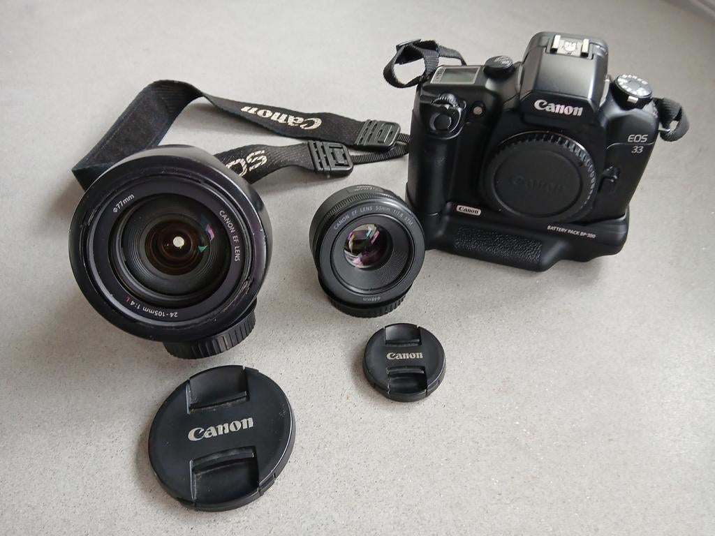Analoge Canon eos 33 met batterypack., Audio, Tv en Foto, Fotocamera's Analoog, Ophalen of Verzenden, Spiegelreflex, Canon