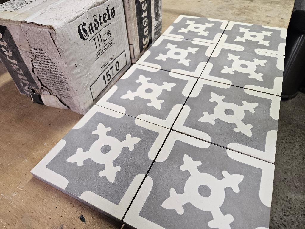 Portugese handgemaakte cementtegels van Castelo Tiles, Doe-het-zelf en Verbouw, Tegels, Ophalen, Keramiek, Nieuw, Minder dan 20 cm