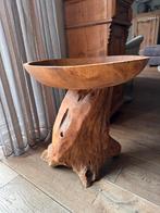 Uniek houten boomstam tafeltje - Bijzettafel, Minder dan 55 cm, Gebruikt, Rond, Hout