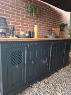 Rustiek Mat zwart dressoir, Ophalen of Verzenden, Zo goed als nieuw, Teakhout