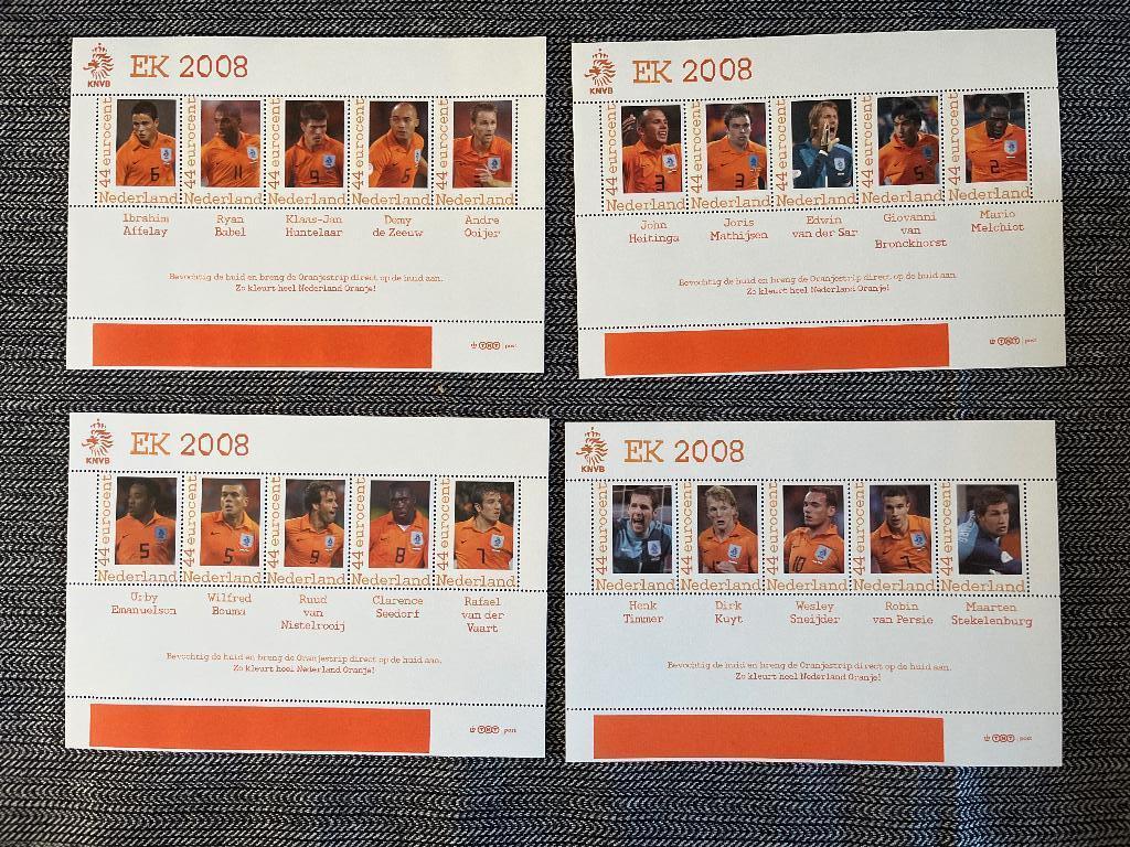 Nederland 4 velletjes EK voetbal 2008, Postzegels en Munten, Postzegels | Volle albums en Verzamelingen, Ophalen of Verzenden