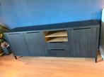 Zwart dressoir Zwanenburg 225x48x90, Ophalen, Met deur(en), Zo goed als nieuw, 200 cm of meer