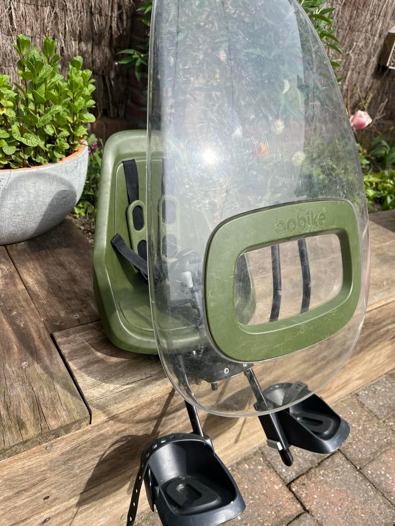 Bobike voorzitje met adapter en scherm, Fietsen en Brommers, Fietsaccessoires | Fietsstoeltjes, Ophalen of Verzenden, Gebruikt