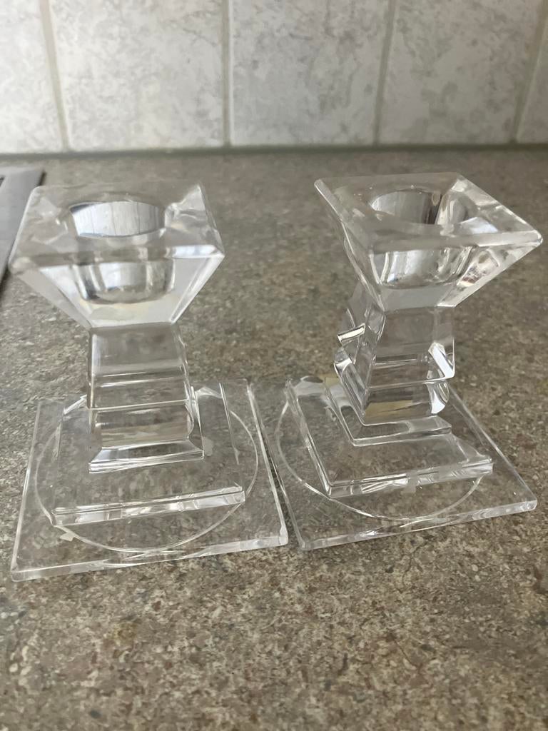 Set van 2 Inn Crystal 24% PbO Lood Kristallen Kandelaars, Ophalen, Kristal