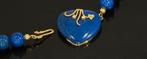 Lapis Lazuli edelsteen ketting hart diamant slot hanger dame, Voordeelsieraden, Verzenden, Zo goed als nieuw, Info@voordeelsieraden.nl
