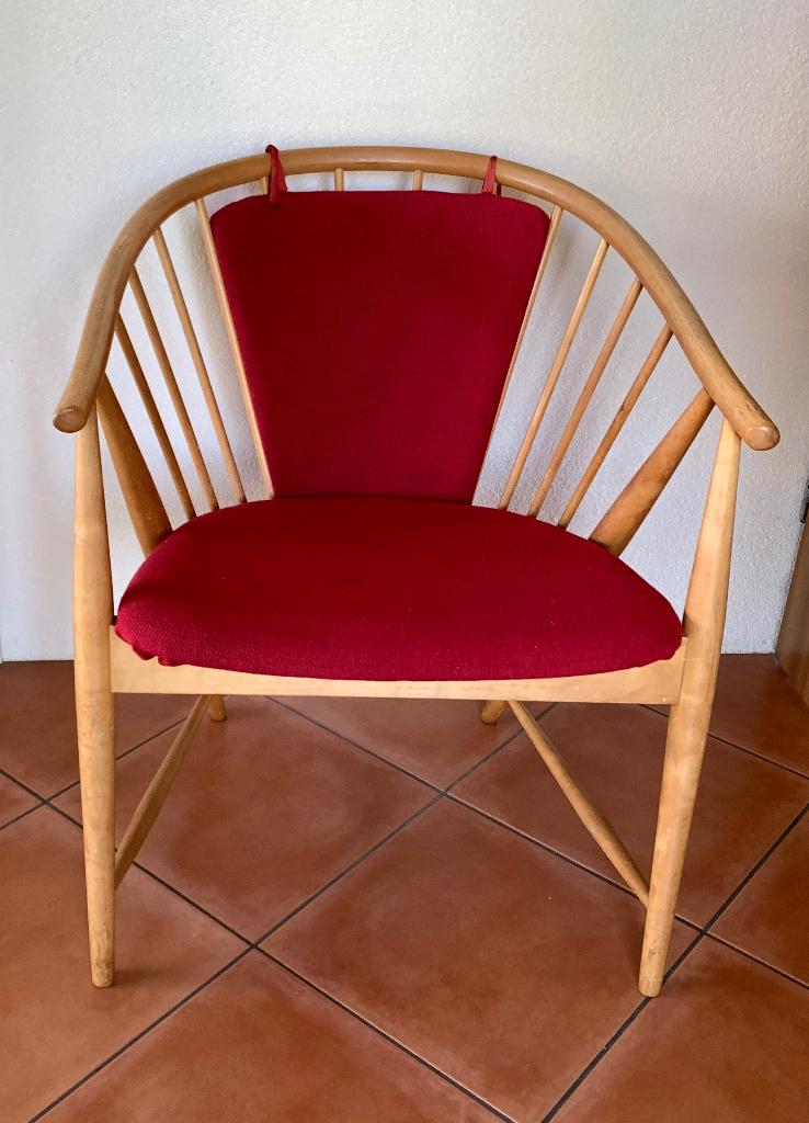 Vintage sun feather chair Sonna Rosén Voor Nässjö jaren '50, Ophalen, Hout, Eén