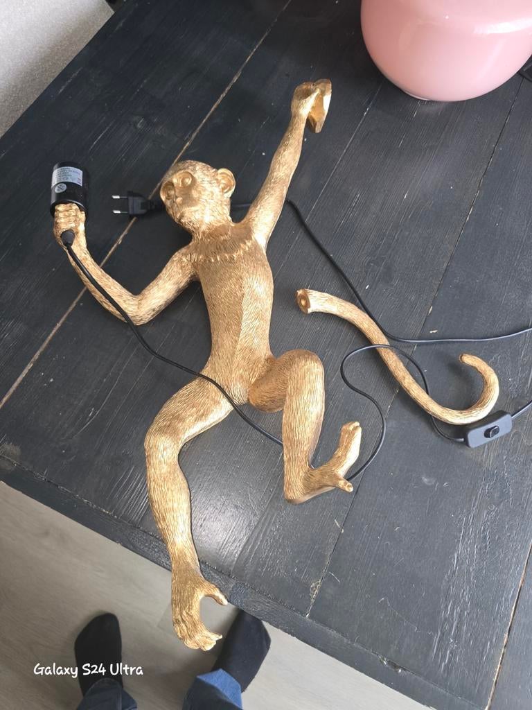 Gouden aap wandlamp, Ophalen of Verzenden, Zo goed als nieuw, Overige materialen