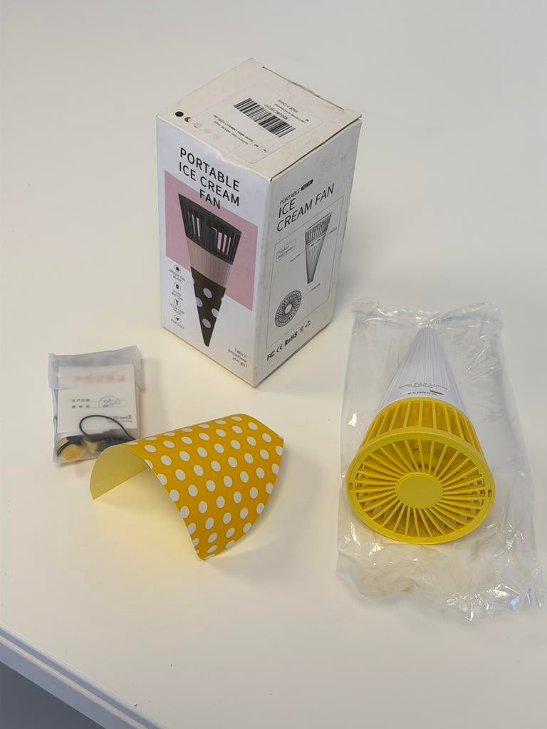 USB Ventilator IJsje Oplaadbaar Stil Handventilator Geel ijs, Nieuw, Ophalen of Verzenden, H, H