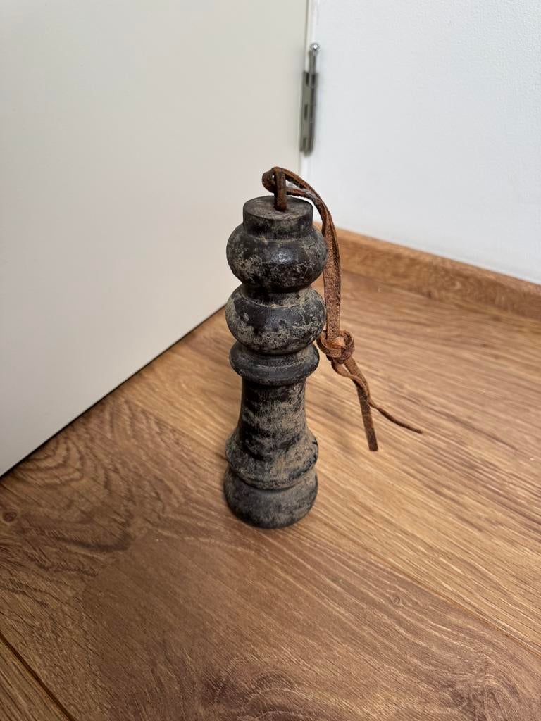 Houten decoratie klos aan leren lus 22 cm, Ophalen of Verzenden
