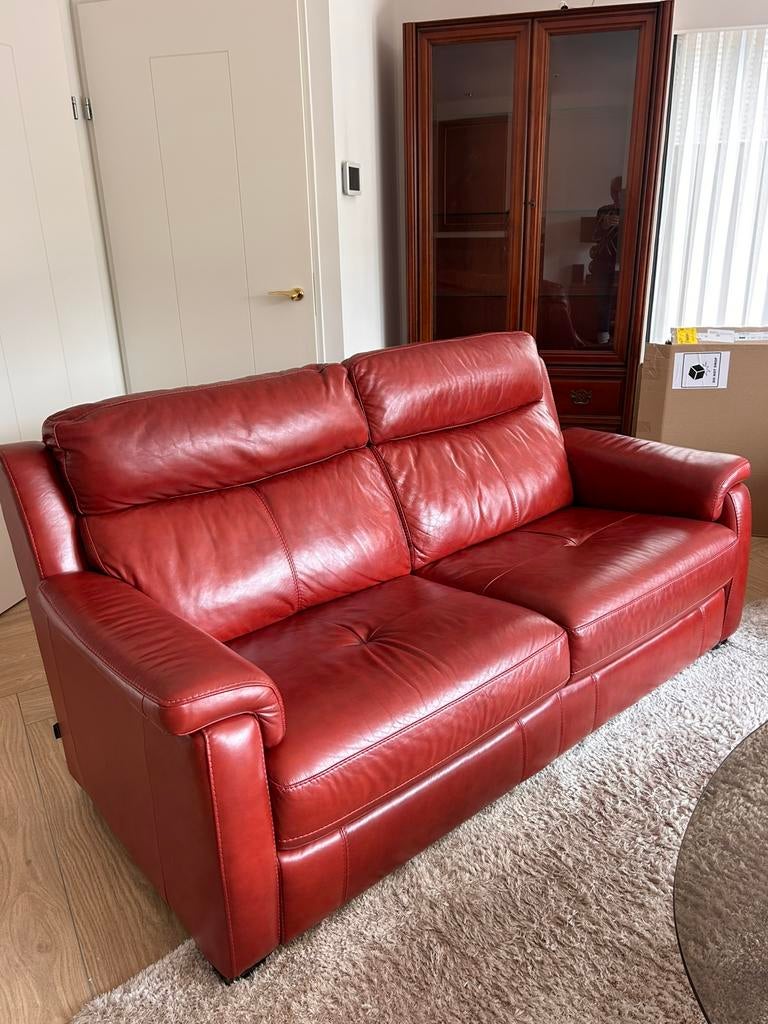 Prachtig leren 2/5sits bank, Huis en Inrichting, Banken | Bankstellen, Ophalen of Verzenden, Zo goed als nieuw, 75 tot 100 cm