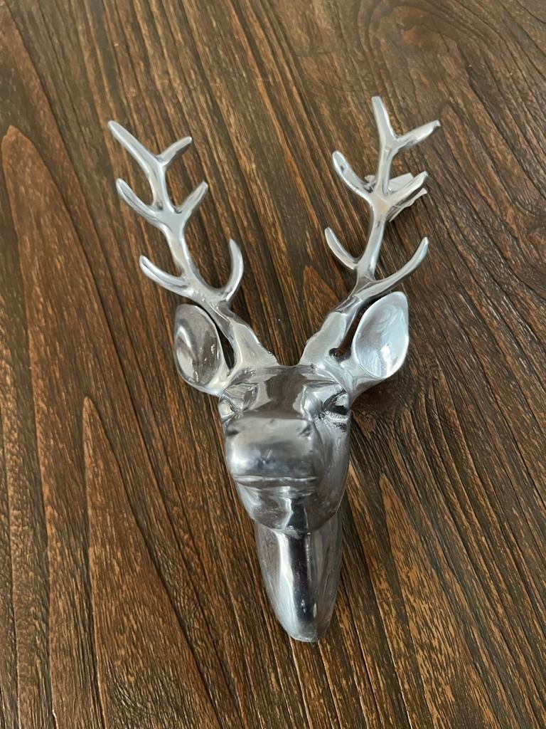 6 Hertenkoppen om aan de wand te hangen - Decoratief, Nieuw, Ophalen of Verzenden, Zilver, Metaal