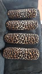 5 kussens met luipaardprint - 1 groot, 4 klein, Ophalen of Verzenden, Gebruikt, Bruin, Cilindervormig