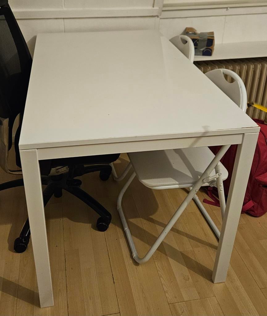 Witte ikea VIHALS tafel 125x74 cm, Huis en Inrichting, Tafels | Eettafels, Ophalen, Gebruikt, 100 tot 150 cm, 50 tot 100 cm