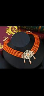 Nieuwe Oranje Kralen Ketting met Gouden Hanger, Sieraden, Tassen en Uiterlijk, Kettingen, Overige materialen, Met strass, Nieuw
