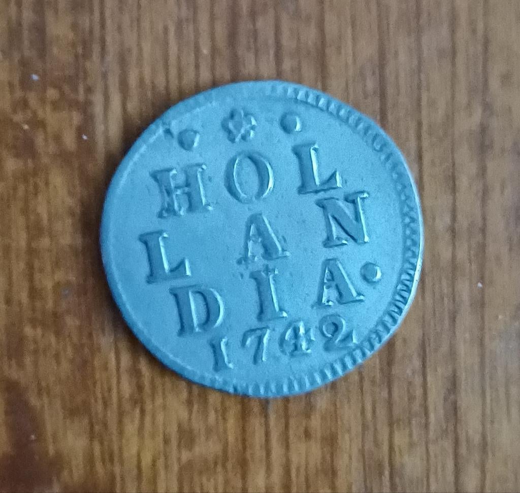 Zilveren duit overslag 1742 over 1702 Hollandia, Ophalen of Verzenden, Vóór koninkrijk, Overige waardes, Zilver