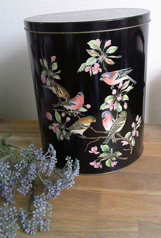Vintage grote voorraad bus zwart met vogeltjes 25cm, Ophalen of Verzenden, Gebruikt, Overige