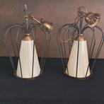 Plafondlamp - Hanglamp - In Kooi - Kroonvorm - 2X - Brocante, Ophalen of Verzenden, Gebruikt, Glas, VINTAGE     -    BROCANTE