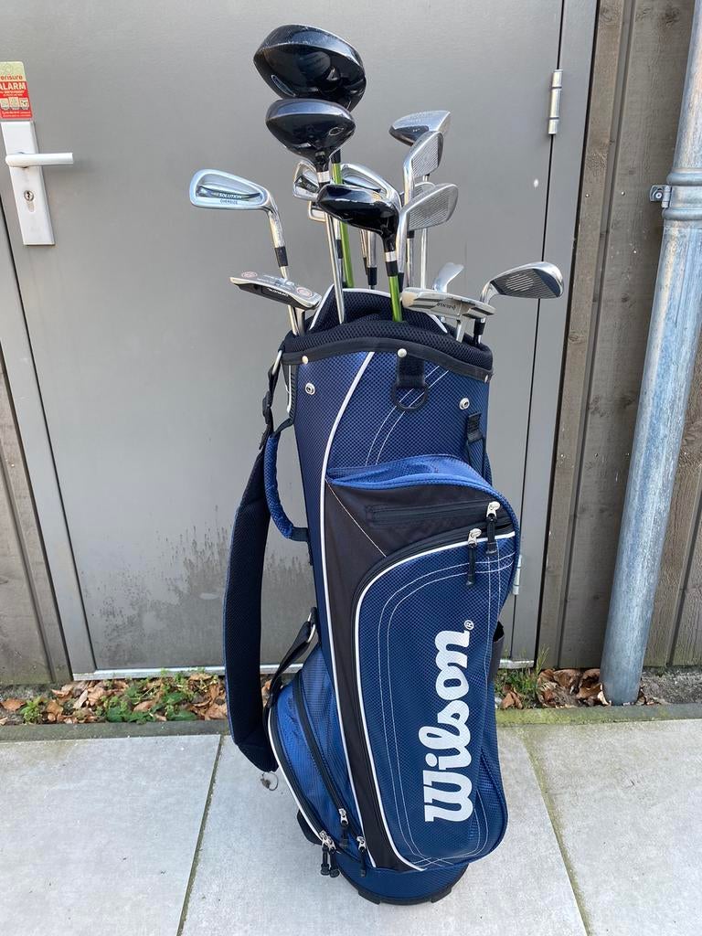 COMPLETE GOLFSET + TROLLEY heren set Wilson Dunlop, Ophalen of Verzenden, Zo goed als nieuw, Set