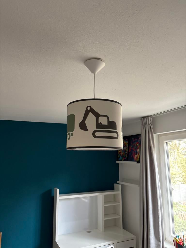 kinderlamp met bouwvoertuigen - Perfect voor kinderkamer, Ophalen, Gebruikt, Stof, Minder dan 50 cm