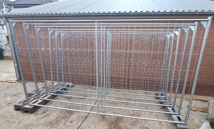 Bouwhekken 6 stuks met 7 voeten en 6 zeilen, Tuin en Terras, Tuinhekken en Hekwerk, Gebruikt, Gaashekwerk, IJzer, Ophalen